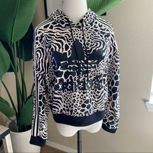 Adidas Leopard Print Crop Hoodie